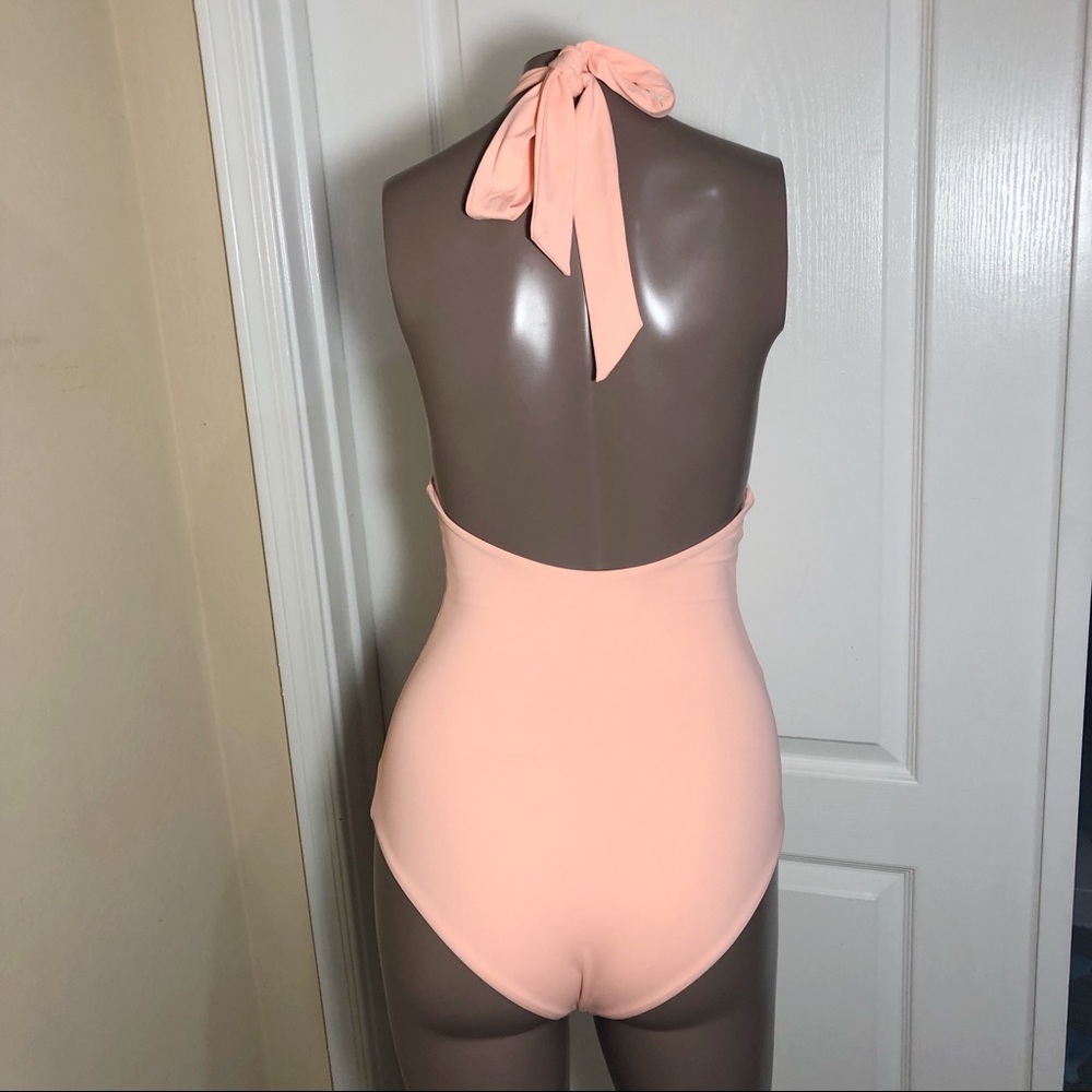Mara Hoffman Aya Halter Keyhole Plunge Swimsuit - Picture 2 of 4